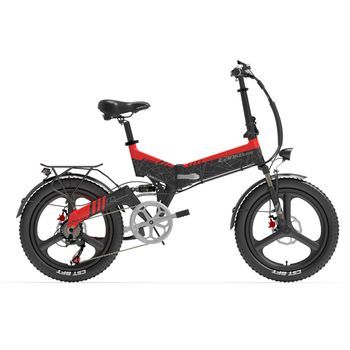 Bicicleta Eléctrica Plegable Urbana Lankeleisi G650, Motor De 48 V , Batería De Iones De Litio De 12,8 Ah, Color Rojo.
