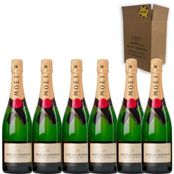 Moët & Chandon Moët Brut Imperial - Champán Con Uvas Pinot Noir, Pinot Me - Pack 6 Botellas 75 Cl - 14% Vol.
