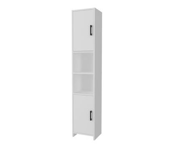 Armario alto rautrina con 2 puertas aglomerado 180x35x30cm blanco [en.casa]