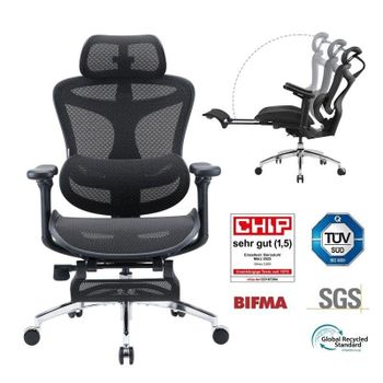 Silla Ergonómica Sihoo Doro C300 Jt Con Reposapiés Extensible Malla Negra