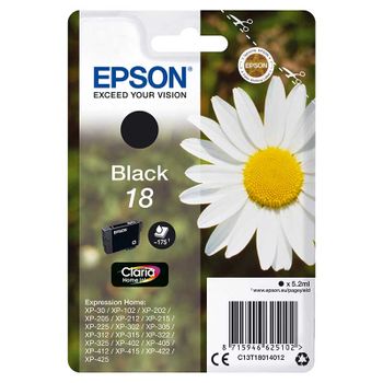 Epson 18 (T18014010) Black Original Claria Home Standard Capacity Ink Cartridge (Daisy)