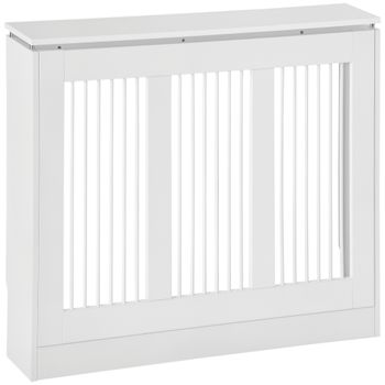 HOMCOM Cubierta de Radiador Blanco 90x18x84 cm Cubre Radiador de MDF Diseño Moderno Estante para Radiador Vertical para Salón   Aosom España