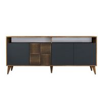 aparador de madera milan - 160 x 35 x 78 cm - nogal antracita