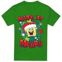 spongebob squarepants camiseta make it merry para hombre