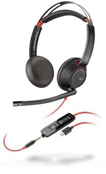 POLY Blackwire 5220 Auriculares Alámbrico Diadema Llamadas/Música USB Tipo C Negro, Rojo