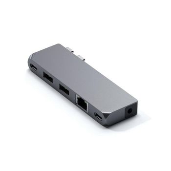 Base para portátil Satechi Pro Hub Mini USB-C gris con Ethernet y USB4
