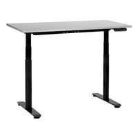 escritorio de altura regulable electrico diseno moderno patas redondas 120 x 72 cm tablero gris soporte de acero negro destinas