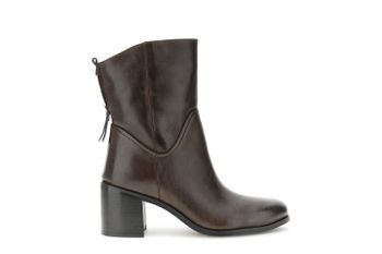 botines de piel con adorno trasero dark brown 39