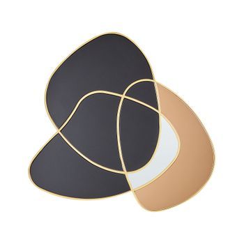 Espejo De Pared Forma Irregular Estilo Art Deco Retro Marco Dorado Cristal De Color Negro Tailly