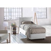 talamo italia cama individual con contenedor veronica made in italy cabecero y tapizado de tela apertura frontal apto para colchon 90x190 cm blanco