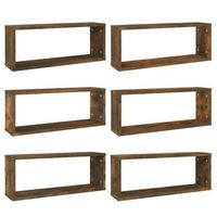estantes cubicos de pared 6 uds madera roble ahumado 60x15x23cm vidaxl