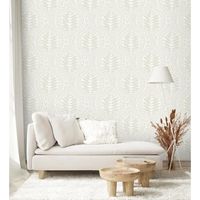 papel pintado vinilico ecologico de damasco hindu de hojas con textura - scandi palace 680863 de gaulan - rollo de 10 m x 053 m