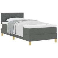 cama individual  cama para adulto  cama tipo box spring con cojin gris oscuro 90 x 200 cm tela