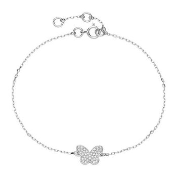 Pulsera mariposa oro blanco 14 quilates con diamantes