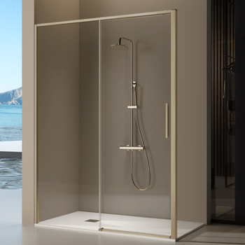 Frontal De Ducha + Puerta Corredera Delta Dorado 160-161 Cm