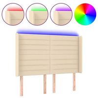 cabecero cama  panel de cabecera con led de tela color crema 147x16x118128 cm