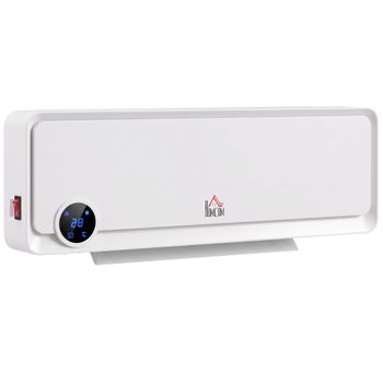 HOMCOM Calefactor mural 2000W con mando a distancia, 3 modos de funcionamiento, pantalla LED 12h temporizador