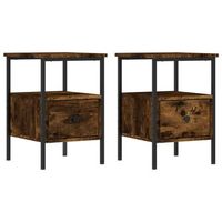 juego de 2 mesitas de noche - mesillas madera ingenieria roble ahumado 34x36x50 cm mc5931