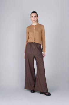 pantalones palazzo con cintura elástica brown