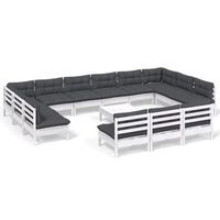 muebles de jardin 14 piezas y cojines blanco madera maciza pino