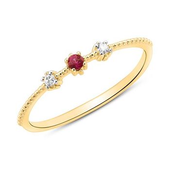 Anillo de oro de 14 quilates con diamantes y rubí