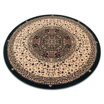 Alfombra De Lana Polonia Círculo Witraż Vidrieras Verde Oscuro Circulo 200 Cm