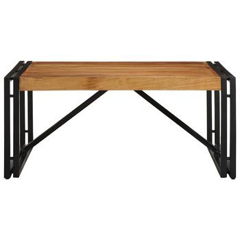 Mesa De Centro 80x80x35 Cm Madera Maciza De Acacia Con Acabado Natural Y Hierro Con Recubrimiento En Polvo - Marrón