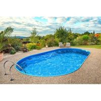 piscina ovalada enterrada 35x7x150m acero ibiza liner skimmer tapiz de suelo railes