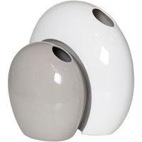 set 2 jarrones blanco brillo y gris brillo