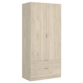 Armario Essen 2 Puertas Abatibles Con 2 Cajones Natural 184x81x52 Cm