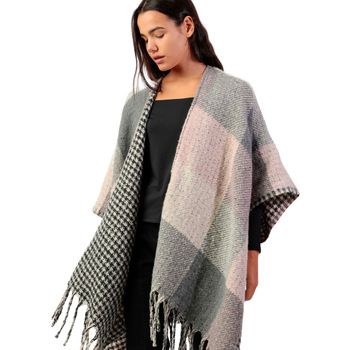 Admas Chaqueta Poncho reversible Cuadros para mujer