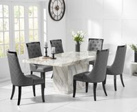 calacatta 180cm marble dining table with angelica chairs