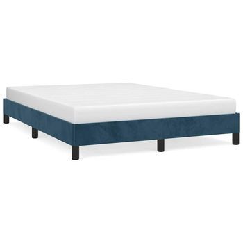 Cama Matrimonial | Cama Para Adultos | Estructura De Cama De Terciopelo Azul 140x200 Cm