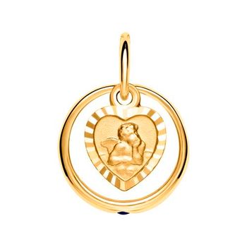 Anillo bautizo 8k colgante ángel zafiro oro