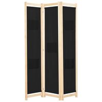 biombo divisor 3 paneles de tela negro 120x170x4 cm vidaxl