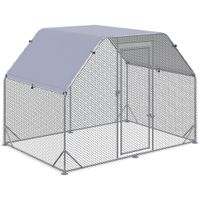 pawhut gallinero exterior 28x19x195 m jaula de gallinas de 1 habitacion cubierta de tela oxford anti-uv plata   aosom espana
