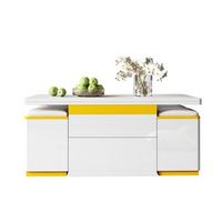 mesa de centro elevable y convertible en comedor blanca y amarilla 100 x 50 x 43 cm