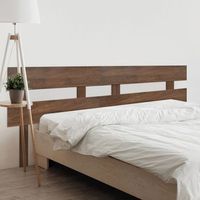 dhome cabecero nogal 200cm dual horizontal estilo valla con patas madera reciclada dm herrajes incluidos 200cm dual horizontal valla nogal