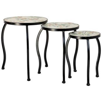Soporte set 3 pzas de mosaico y forja negro