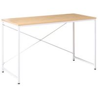 escritorio para oficina patas y estructura de hierro con recubrimiento en polvo tablero de mdf industrial blanco marron claro andaste