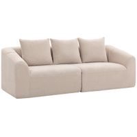 homcom sofa de 3 plazas de chenilla sin armazon acolchado grueso con muelles ensacados asiento extra ancho 3 cojines beige   aosom espana