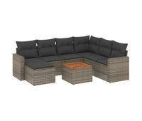 vidaxl set de sofas de jardin 8 pzas y cojines ratan sintetico gris