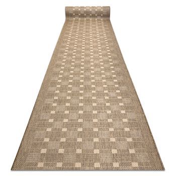 Alfombra De Pasillo Sisal Sion 6052 Marco, Geométrico Tejido Plano Be 120x740 Cm