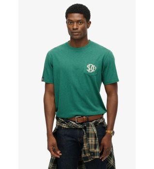 Superdry para hombre. M1012288A Camiseta Merchant Graphic verde (XXL), Casual, Algodón, Manga corta