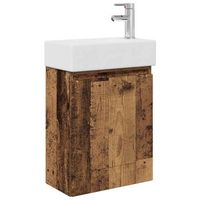 modulo de bano con griferia madera envejecida vidaxl