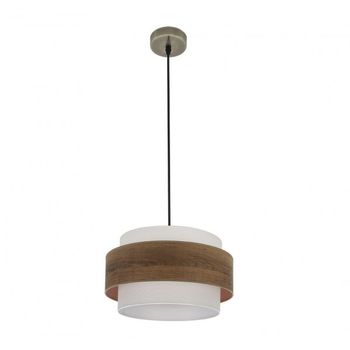 Colgante myriam 1xe27 cuero/madera oscura regx40x40 cm