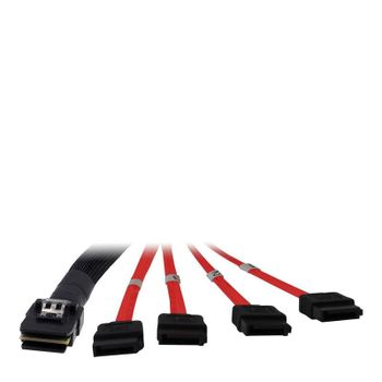 Cable Inter-Tech SFF 8087 a 4x SATA de 1 m, Negro
