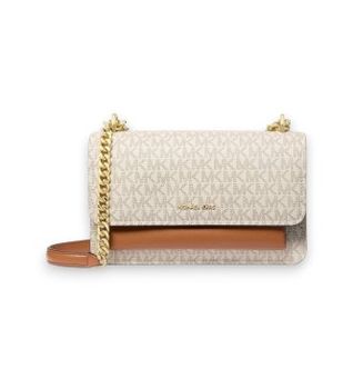 Michael Kors para mujer. 30R5GC7L3B Bolso de hombro Claire grande con logotipo beige (OSFA), Casual, Lona