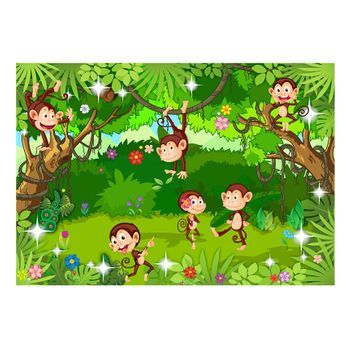 Papel Pintado 3d - Monkey Tricks (250x175 Cm)