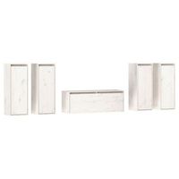5 uds muebles tv  mueble de salon  armario tv madera maciza de pino blanco
